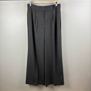 J. Crew High Waisted Wide-Leg Pants Front Pleats sz 12 Dark Charcoal Grey Office